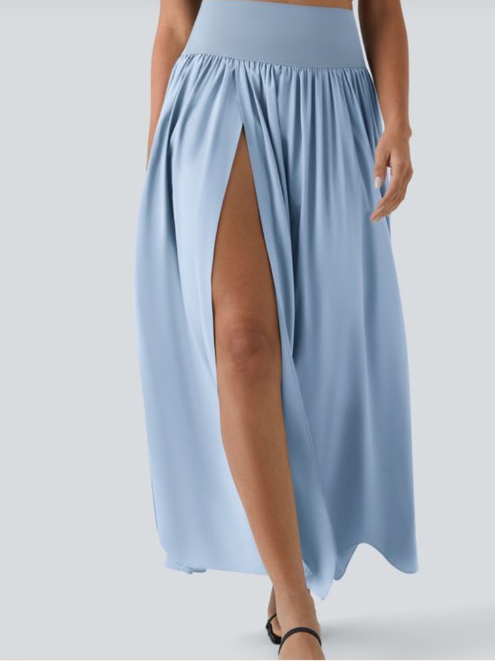HALARA Light Blue High-Slit Maxi Skirt